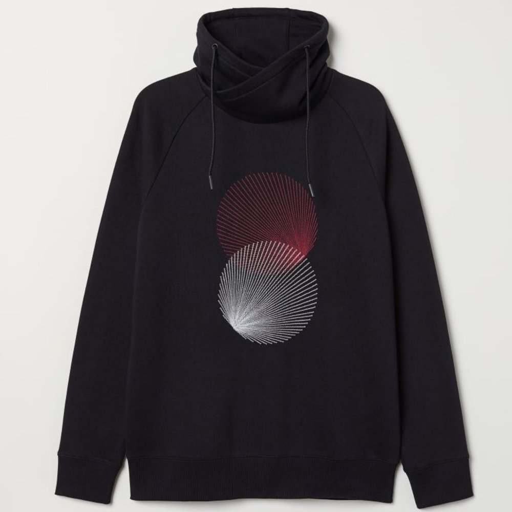 Geometric Optical Illusion Cowl-Neck Hoodie by H&M